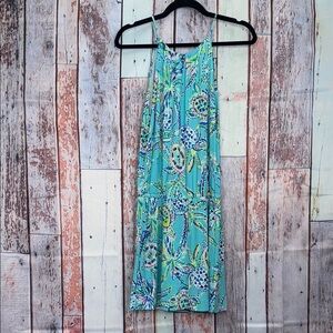 Lilly Pulitzer Gianni Skort Romper, Bermuda Blue Turtle, Hawaiian Tropical Small